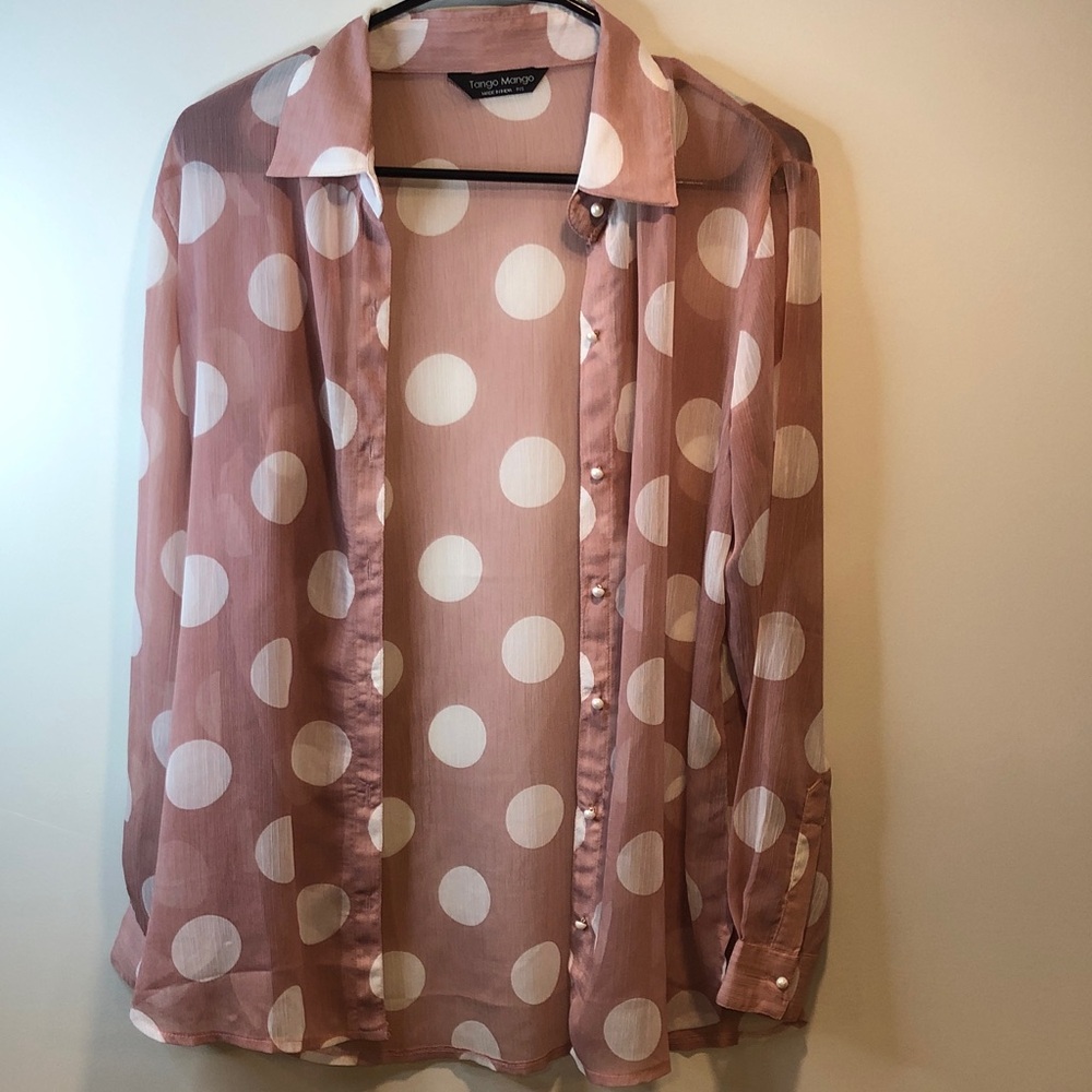 Tango Mango Sheer Polka Dot Blouse